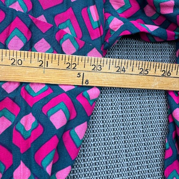 Terra & Sky Womens 2X Geometric Print Dress In Pink & Blue - Made In India - Picture 8 of 11